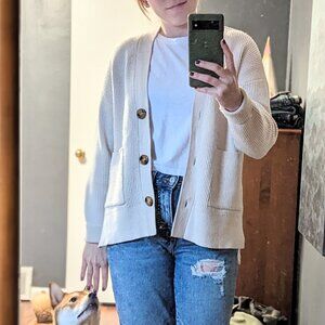 Tahari Cream Button Front Cardigan Sweater